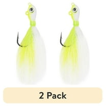 (2 pack) Mustad 2oz White & Chartreuse Big Eye Bucktail Fishing Jig