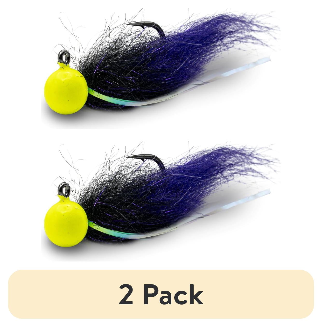 (2 pack) Mustad Tailout Twitcher Jig, 3/4oz, UV Chartruese-Anadro Black- Mystic Purple