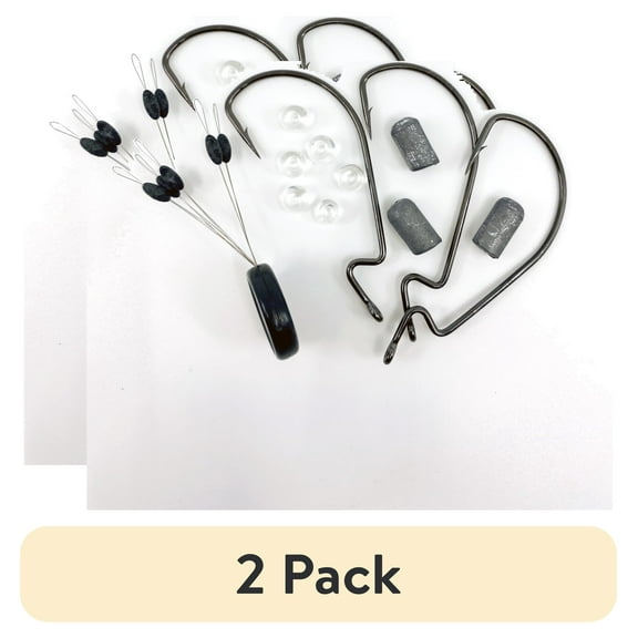 (2 pack) Mustad Texas Rig Assorted Fishing Hook Kit