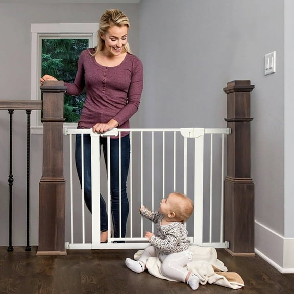 (2 pack) Mutak Pressure Mounted Baby Gates for Doorways,-Drill, With Door, 29.5-40.6"