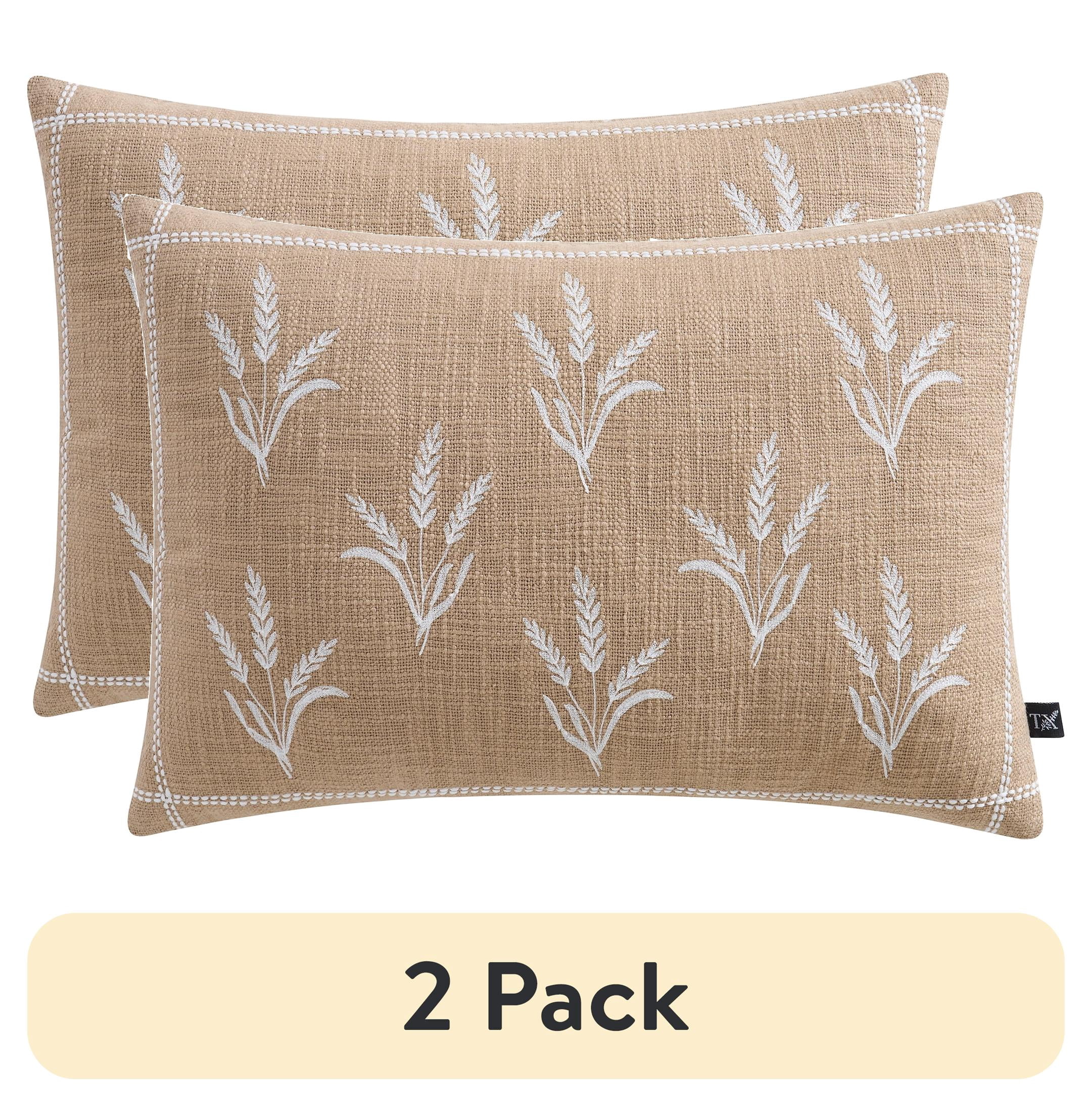 (2 pack) My Texas House 14" x 20" Harvest Wheat Taupe Cotton Slub Decorative Pillow - Walmart.com