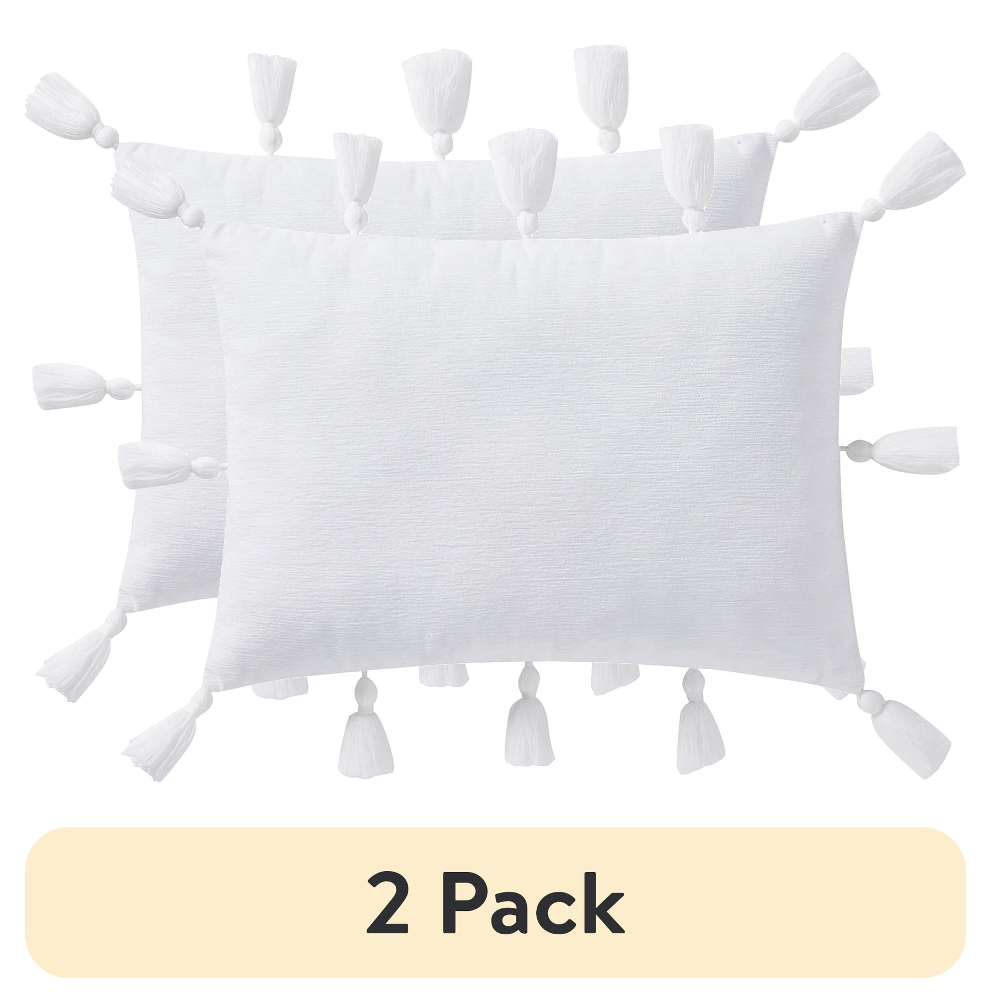 (2 pack) My Texas House 14" x 20" Samantha White Chenille Tassel Decorative Pillow - Walmart.com