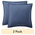 thumbnail image 1 of (2 pack) My Texas House 20" x 20" Andie Reversible Solid Blue Cotton Decorative Pillow, 1 of 7