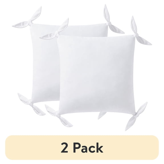 (2 pack) My Texas House 20" x 20" Solid White Velvet Tie Decorative Pillow