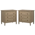 thumbnail interactive-video image 1 of (2 pack) My Texas House Monroe 3 Drawer Nightstand with USB, Brushed Oak Finish, 1 of 16