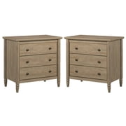 (2 pack) (2 pack) (2 pack) (2 pack) My Texas House Monroe 3-Drawer Nightstand, Brushed Oak