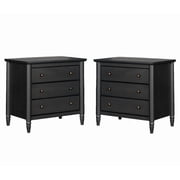 2 pack My Texas House Monroe 3-Drawer Nightstand with USB, Raven Black Oak