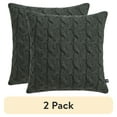thumbnail image 1 of (2 pack) My Texas House Monte 20" x 20" Green Chenille Cable Knit Decorative Pillow, 1 of 9