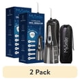 thumbnail image 1 of (2 pack) MySmile LP201 OLED Display Portable Water Flosser Cordless for Teeth Braces, Electric Power Water Dental Flosser 350ml Large Oral Irrigator, IPX7 Waterproof, 5 Modes, 8 Tips, 1 Travel Bag, White, 1 of 11