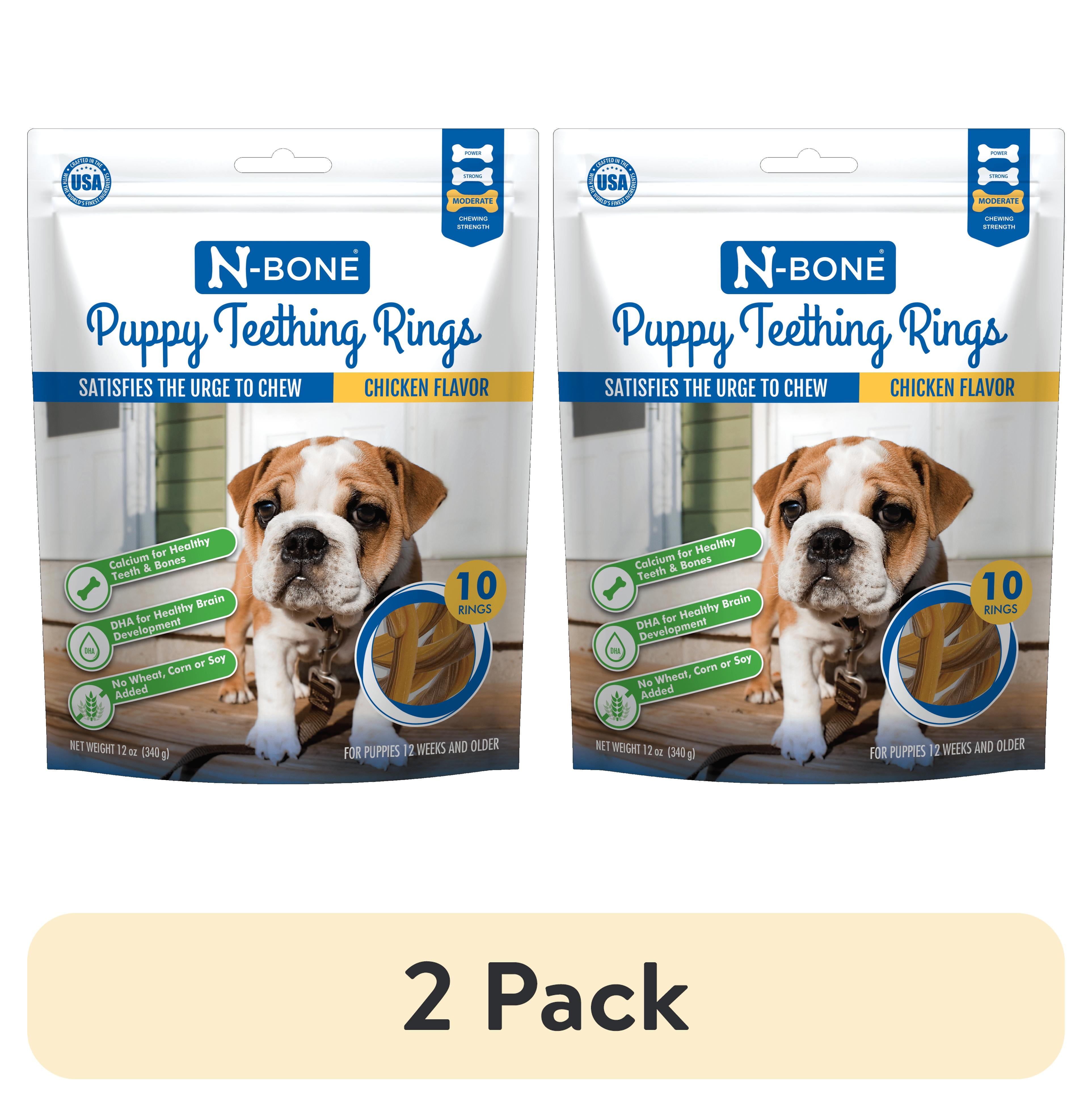 (2 pack) N-Bone® Puppy Teething Rings Chicken Flavor, 10 Treats, 12 oz, Dried Chew Treats for Dogs