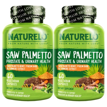 (2 pack) NATURELO Prostate & Urinary Health, Comprehensive Formula with Saw Palmetto, Pygeum, Tumeric, Plant Sterols, Broccoli and Lycopene, 60 Vegetarian Capsules