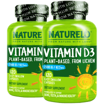 (1 pack) NATURELO Vitamin D - 2500 IU - Plant Based from Lichen - Natural D3 Supplement for Immune System, Bone Support, Joint Health - Vegan - Non-GMO - Gluten Free - 120 Capsules