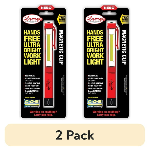 (2 pack) NEBO Larry C 170 Lumen COB LED Red Handheld Work Light AAA Battery