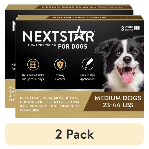 (2 pack) NEXTSTAR Flea & Tick Topical Prevention for Dogs 23-44 lbs, 3-Month Supply