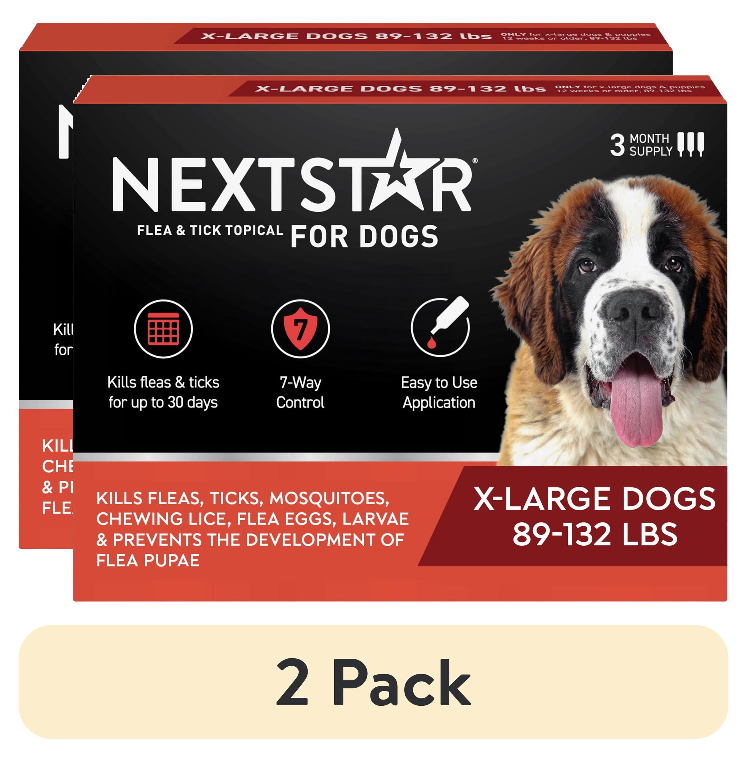(2 pack) NEXTSTAR Flea & Tick Topical Prevention for Dogs 89-132 lbs, 3-Month Supply