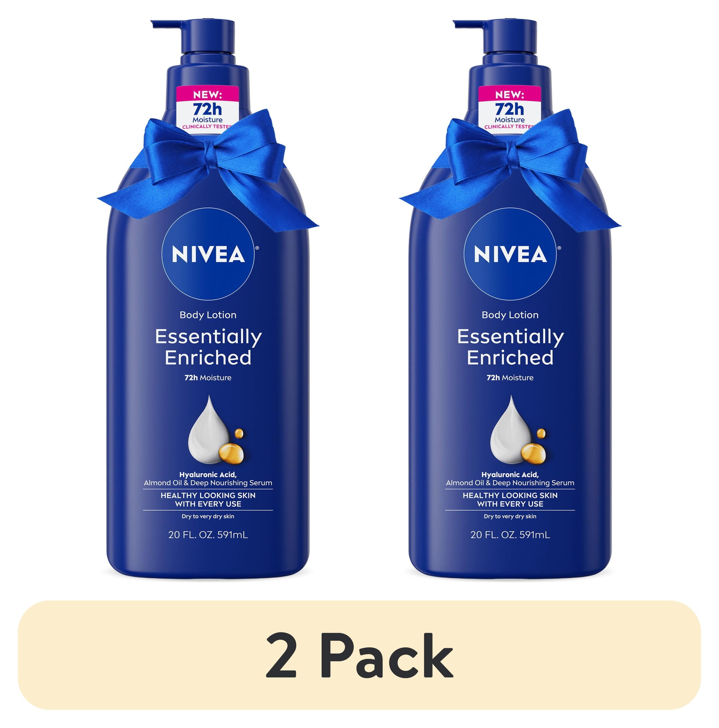 (2 pack) NIVEA Essentially Enriched Body Lotion with Hyaluronic Acid and Almond Oil, Holiday Gifts, 20 fl oz