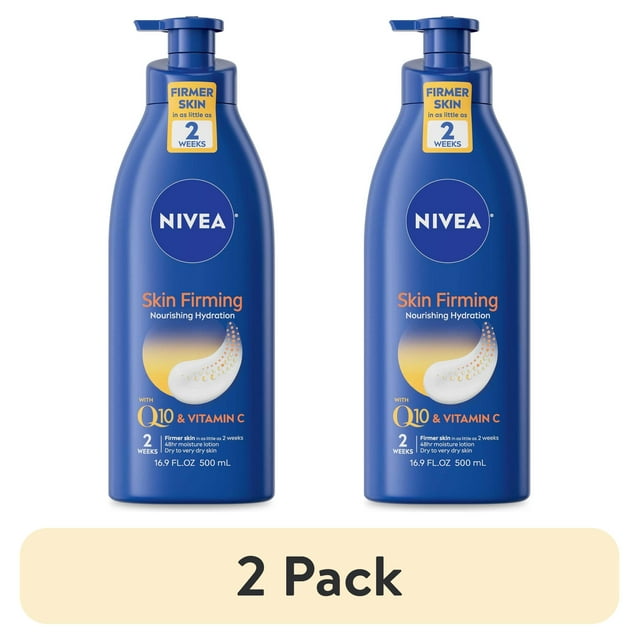 (2 pack) NIVEA Nourishing Hydration Skin Firming Body Lotion for Dry Skin, Q10 and Vitamin C, 16.9 fl oz