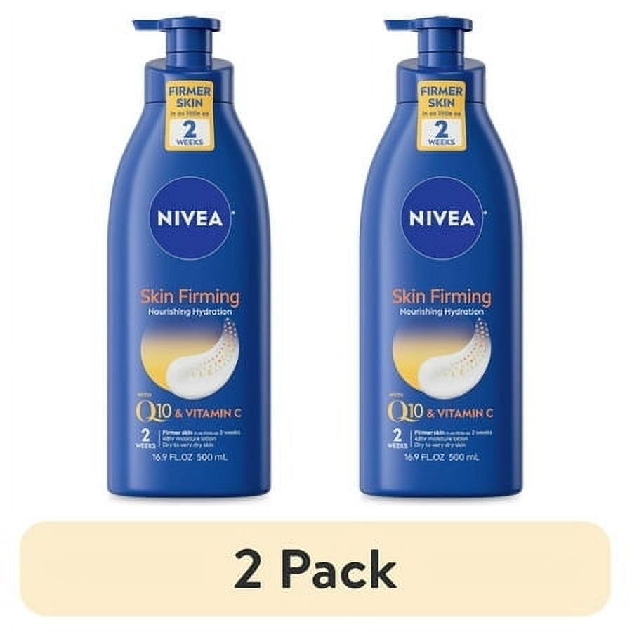 (2 pack) NIVEA Nourishing Hydration Skin Firming Body Lotion for Dry Skin with Q10 and Vitamin C, 16.9 fl oz
