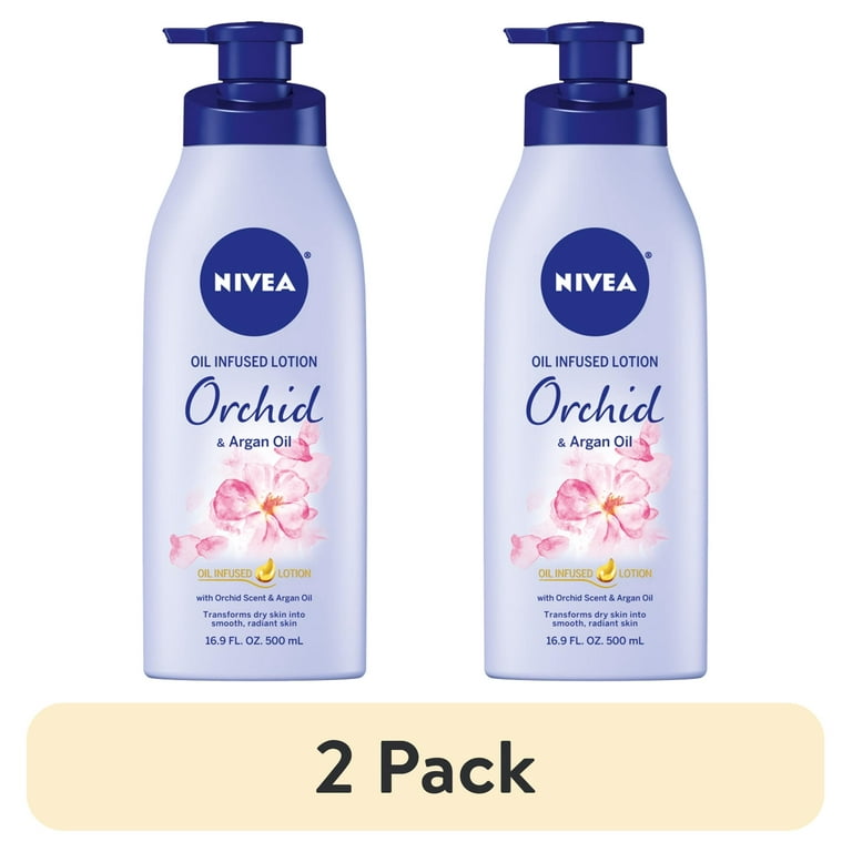 2 pack) NIVEA Oil Infused Orchid and Argan Oil Body Lotion for