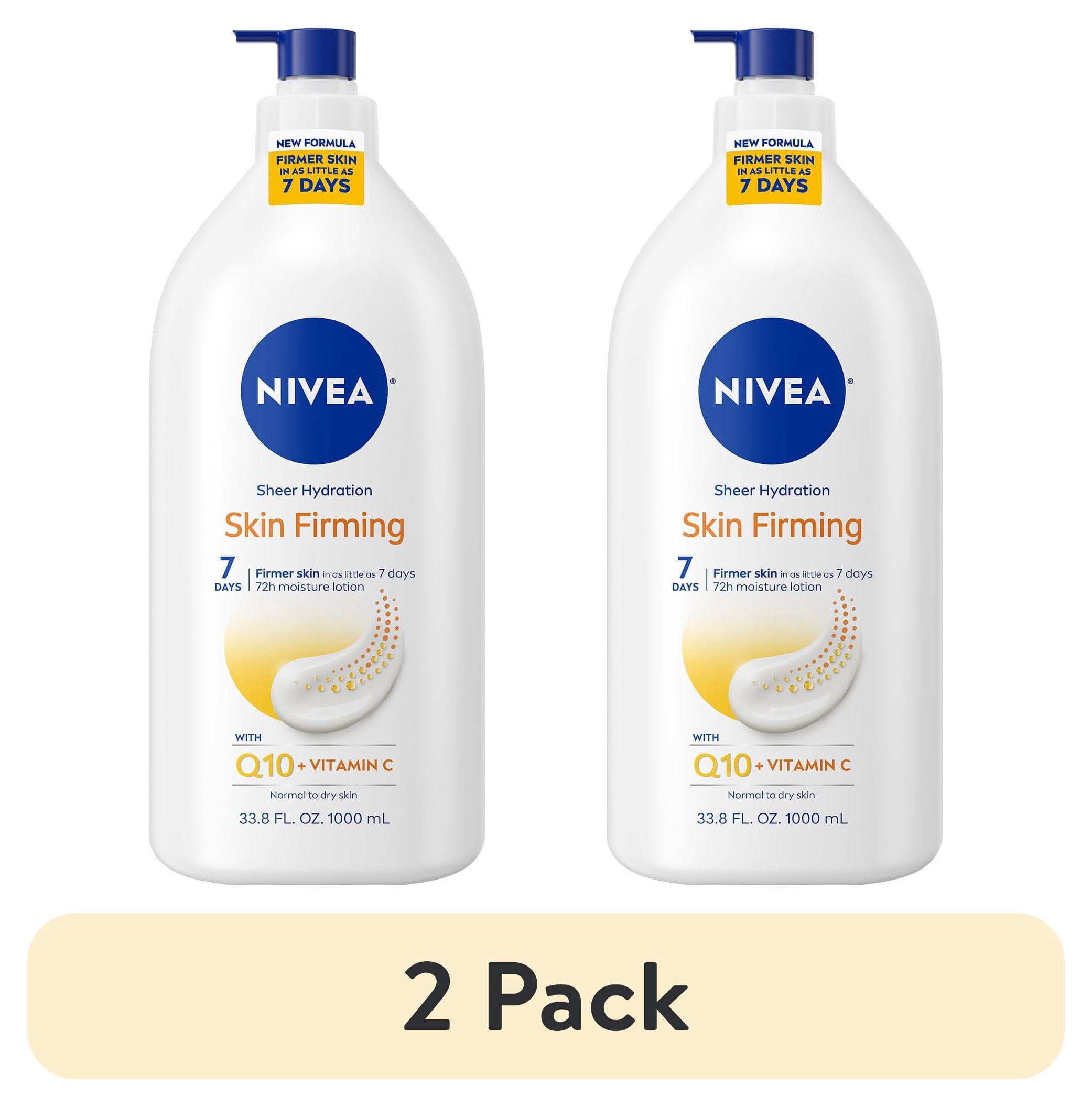 (2 pack) NIVEA Skin Firming Sheer Hydration Body Lotion with Q10 and Vitamin C, Value Size 33.8 fl oz