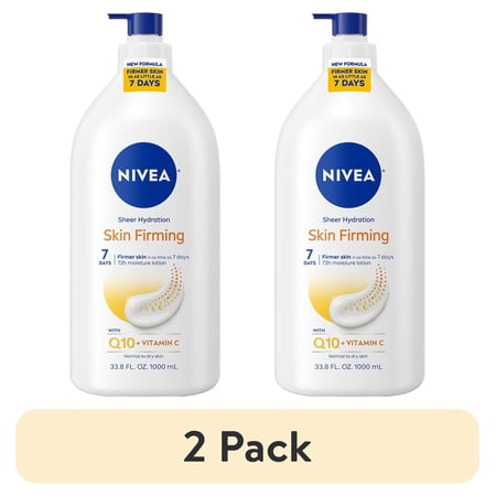 (2 pack) NIVEA Skin Firming Sheer Hydration Body Lotion with Q10 and Vitamin C, Value Size 33.8 fl oz