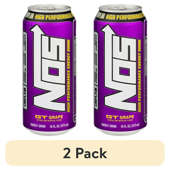 (2 pack) NOS High Performance Energy Drink, Grape, 16 fl oz