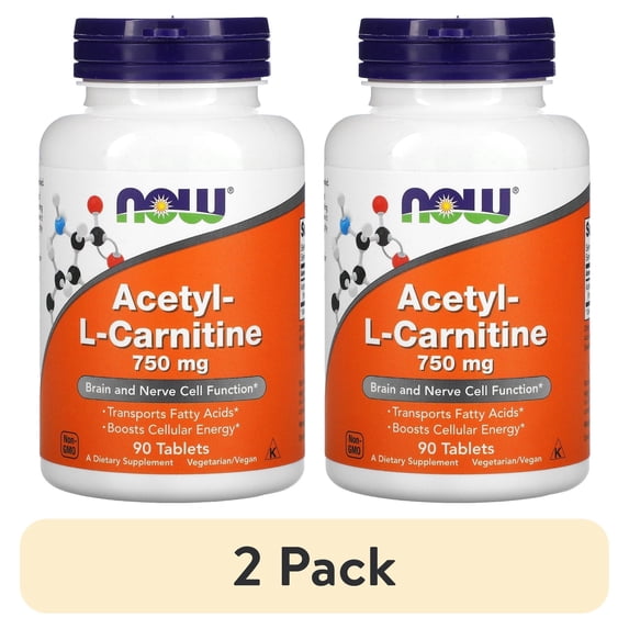 (2 pack) NOW Foods - Acetyl-L-Carnitine Brain & Nerve Cell Function 750 mg - 90 Tablets