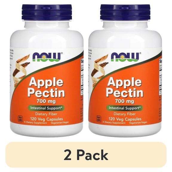 (2 pack) NOW Supplements, Apple Pectin 700 mg, Dietary Fiber, Intestinal Support*, 120 Veg Capsules