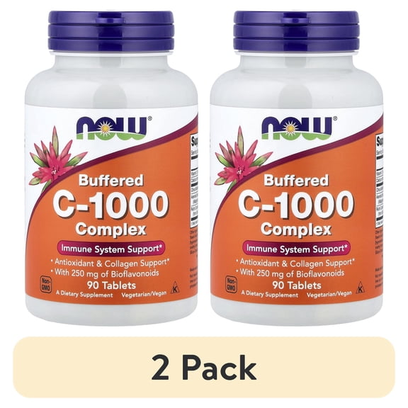 (2 pack) NOW Foods Buffered C-1000 Complex, 90 Tablets