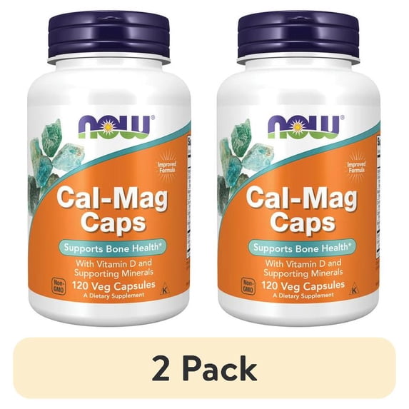 (2 pack) NOW Foods Cal-Mag Caps 120 Veg Caps