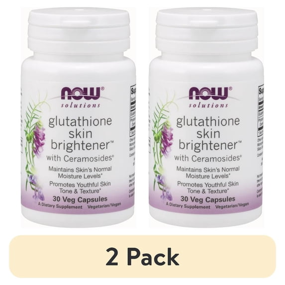 (2 pack) NOW Foods Glutathione Skin Brightener, 30 Vegetable Capsule