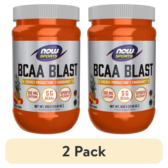 (2 pack) NOW Foods - NOW Sports BCAA Blast Powder Tropical Punch - 600 Grams