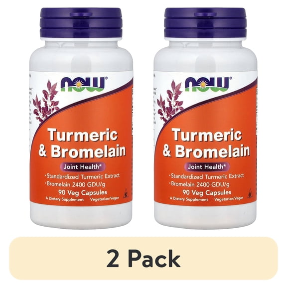 (2 pack) NOW Foods - Turmeric & Bromelain - 90 Vegetable Capsule(s)