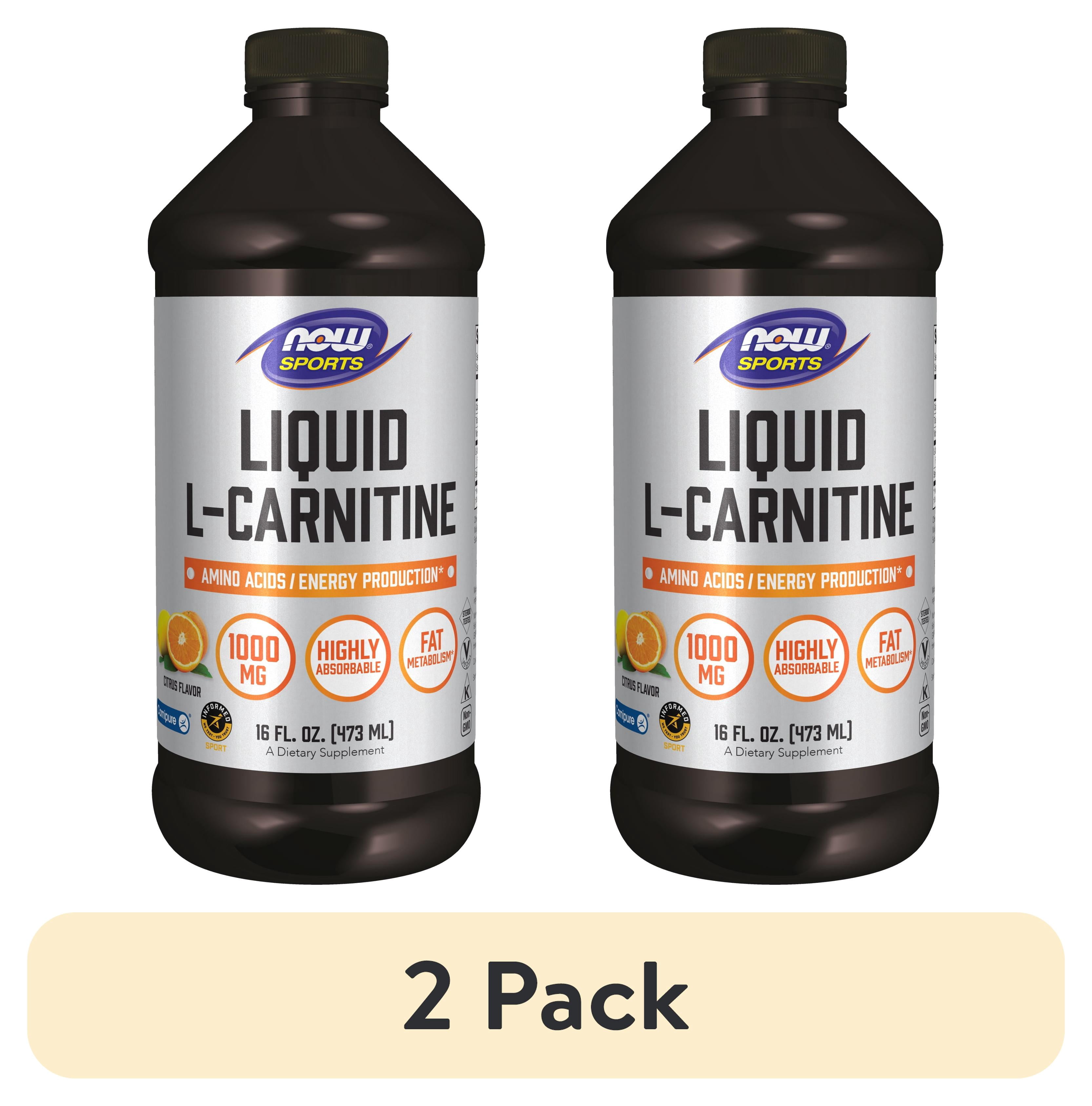 l-carnitine sports drink (2 pack) NOW Sports Nutrition, L-Carnitine Liquid 1,000 mg, Highly Absorbable, Citrus, 16-Ounce