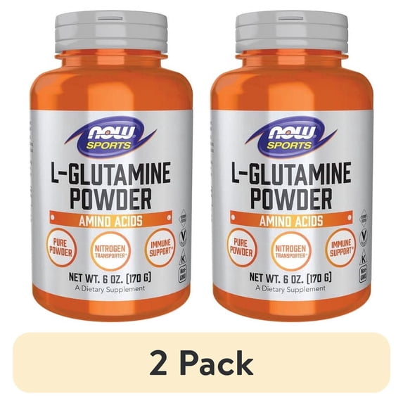 (2 pack) NOW Sports Nutrition, L-Glutamine Pure Powder, Nitrogen Transporter*, Amino Acid, 6-Ounce