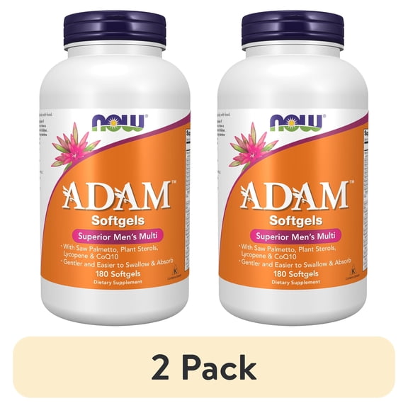 (2 pack) NOW Supplements, ADAMâ„¢ Men's Multivitamin with Saw Palmetto, Plant Sterols, Lycopene & CoQ10, 180 Softgels
