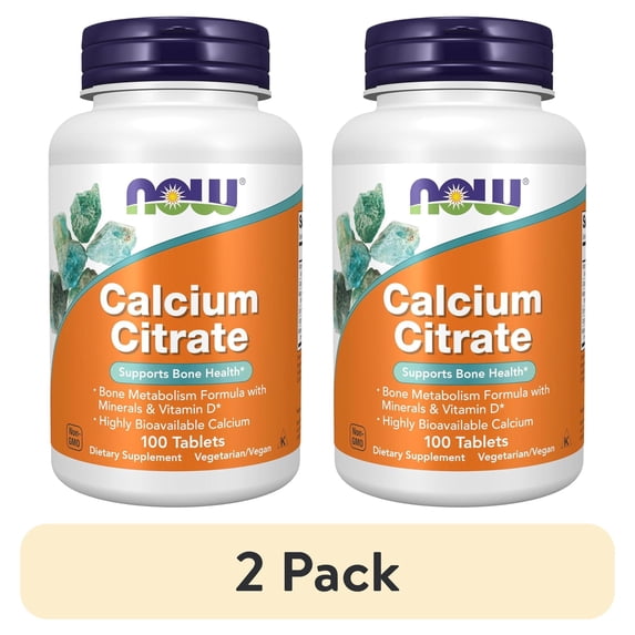 (2 pack) NOW Supplements, Calcium Citrate with Vitamin D, Magnesium, Zinc, Copper, and Manganese, 100 Tablets