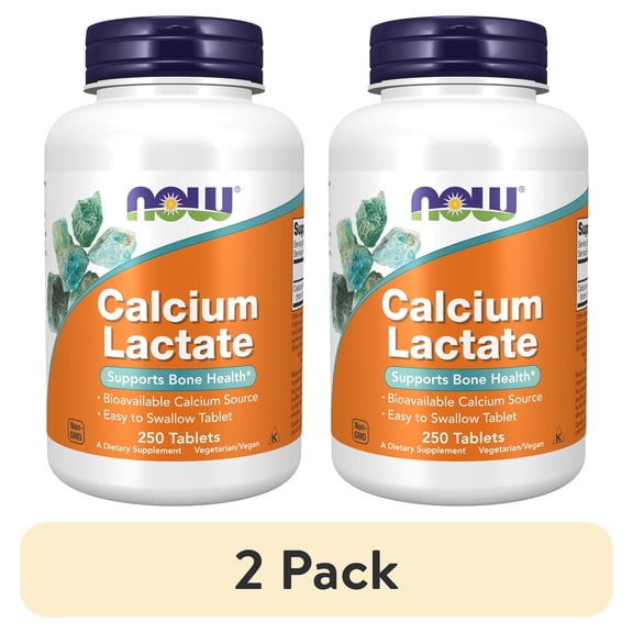 (2 pack) NOW Supplements, Calcium Lactate, Supports Bone Health, Easy to Swallow Tablet, 250 Tablets