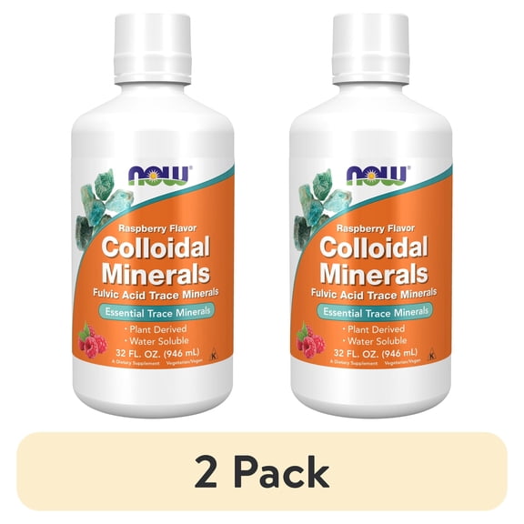 (2 pack) NOW Supplements, Colloidal Minerals Liquid, Plant Derived, Raspberry, 32-Ounce