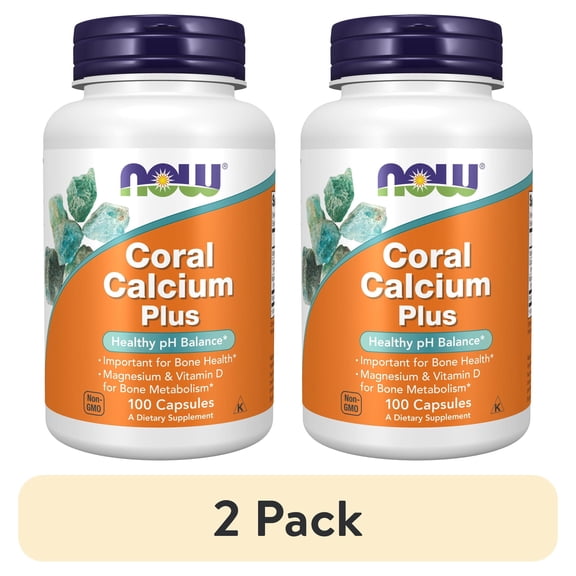 (2 pack) NOW Supplements, Coral Calcium Plus, Bone Health*, Healthy pH Balance*, 100 Veg Capsules