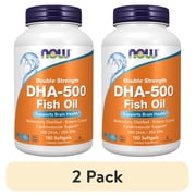 2 pack NOW Supplements, DHA-500 with 250 EPA, Molecularly Distilled, Supports Brain Health*, 180 Softgels