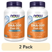 2 pack NOW Supplements, DHA-500 with 250 EPA, Molecularly Distilled, Supports Brain Health*, 90 Softgels