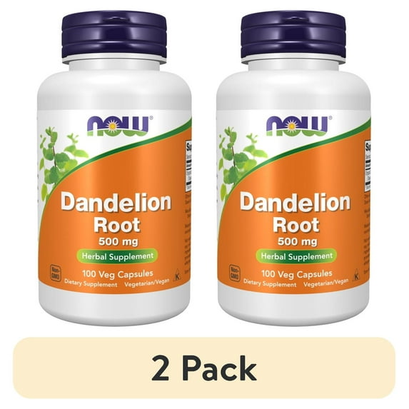 (2 pack) NOW Supplements, Dandelion Root (Taraxacum officinale) 500 mg, Herbal Supplement, 100 Veg Capsules
