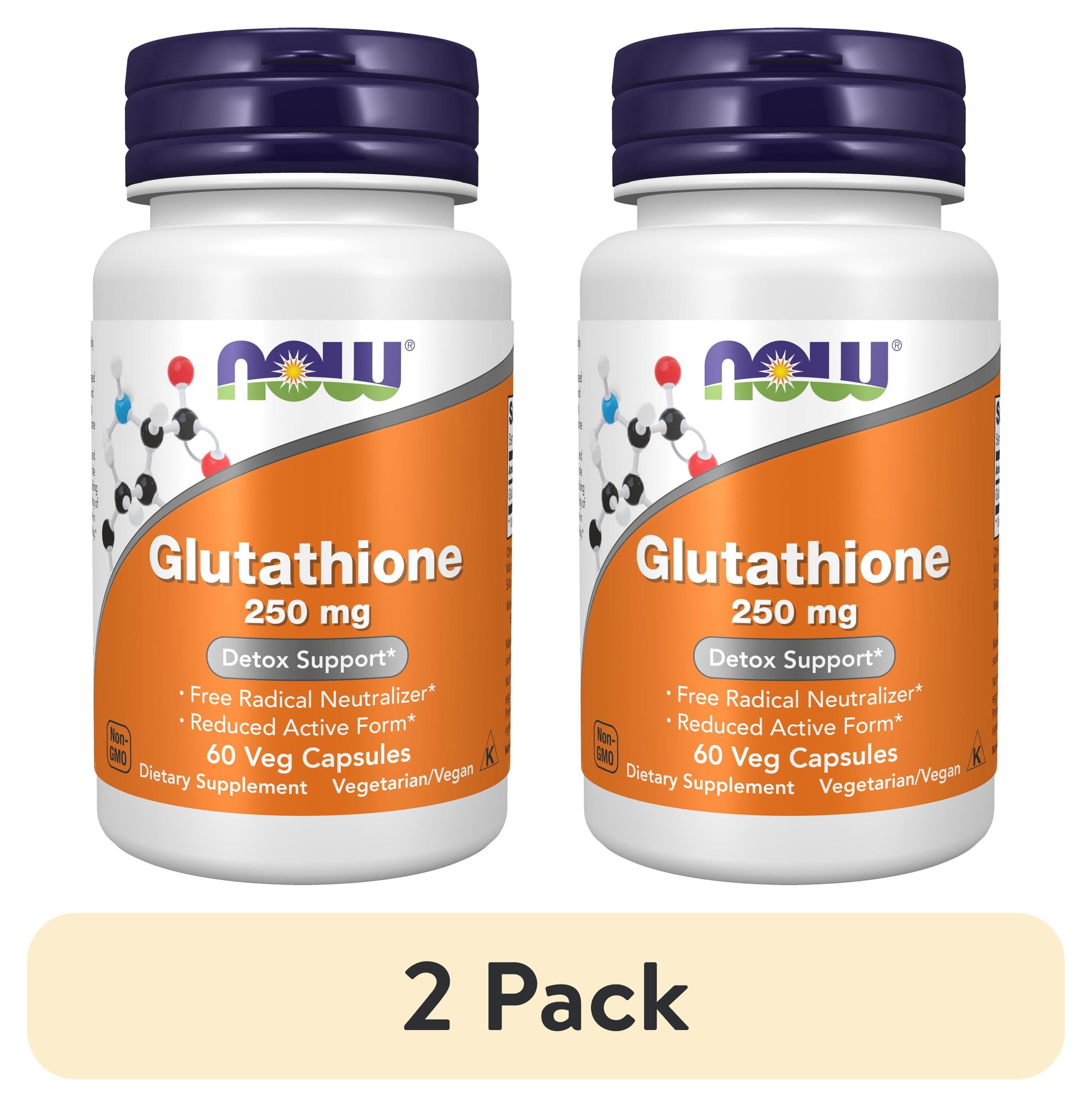 glutathione reduced 250 mg NOW Supplements, Glutathione 250mg, Antioxidant Vitamins, Detox Support,  Free Radical Neutralizer, 60 Veg Capsules