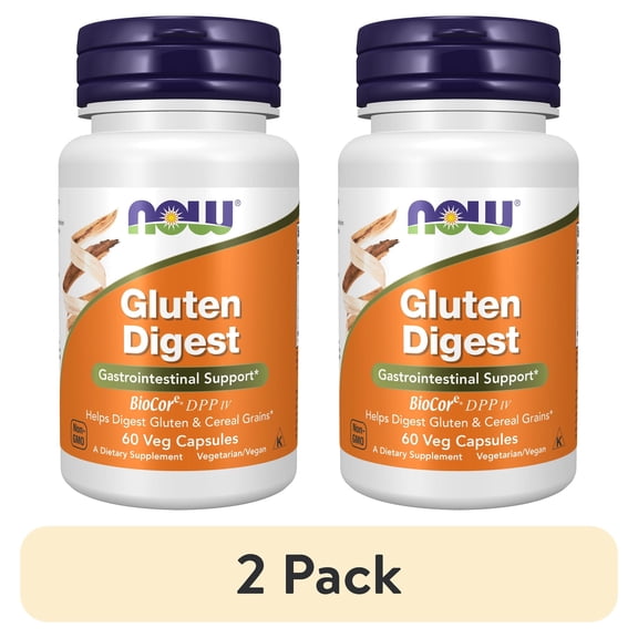 (2 pack) NOW Supplements, Gluten Digest with BioCore®DPP IV, Gastrointestinal Support*, 60 Veg Capsules