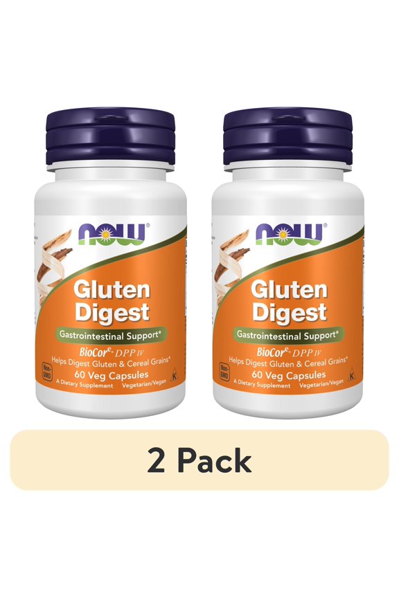(2 pack) NOW Supplements, Gluten Digest with BioCore®DPP IV, Gastrointestinal Support*, 60 Veg Capsules