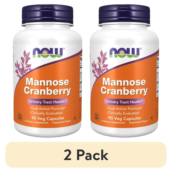 (2 pack) NOW Supplements, Mannose Cranberry, Dual Action Formula*, Clinically Evaluated, Urinary Tract Health*, 90 Veg Capsules