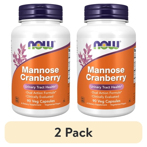 (2 pack) NOW Supplements, Mannose Cranberry, Dual Action Formula*, Clinically Evaluated, Urinary Tract Health*, 90 Veg Capsules