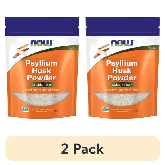 (2 pack) NOW Supplements, Psyllium Husk Powder, Non-GMO Project Verified, Soluble Fiber, 24-Ounce