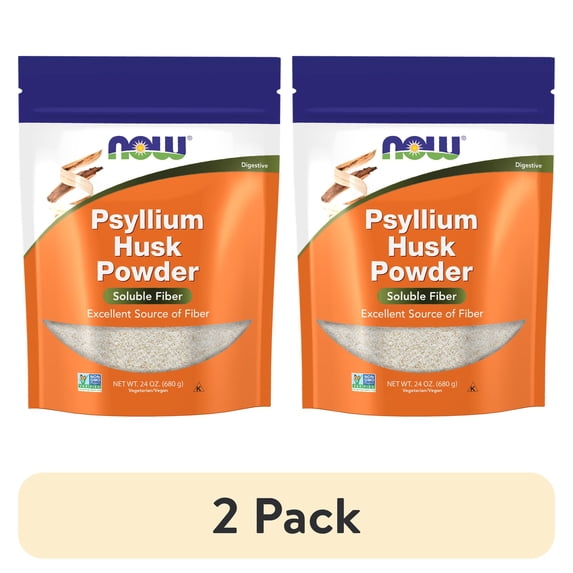 (2 pack) NOW Supplements, Psyllium Husk Powder, Non-GMO Project Verified, Soluble Fiber, 24-Ounce